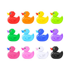 set of multicolor rubber ducks	