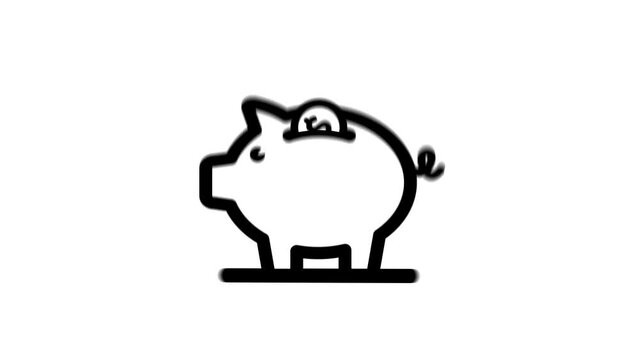 Piggy bank animated icon. Alpha channel, transparent background. 4K resolution