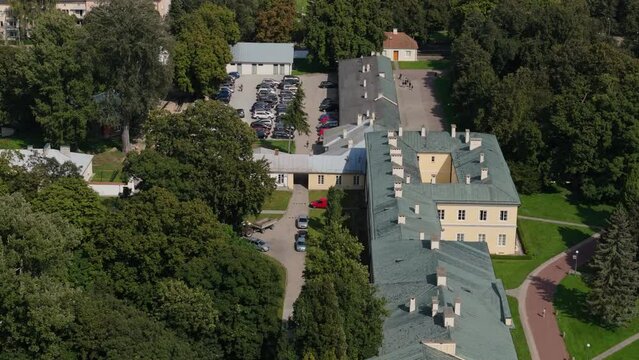 Beautiful Czartoryski Palace Museum Pulawy Aerial View Poland