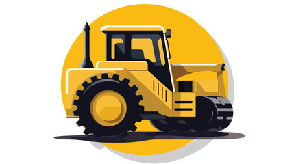 Obraz na płótnie Canvas Icon Of Construction Bulldozer. Flat Circle Stencil