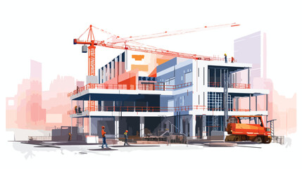 illustration of building project .. flat vector isolated - obrazy, fototapety, plakaty