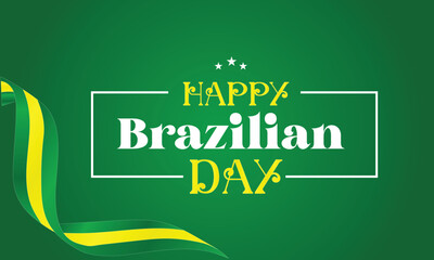 Happy Brazilian Day amazing text with flag design