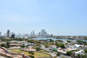 Vista de la ciudad de Cartagena de Indias desde lo alto del Castillo San Felipe de Barajas. Paisaje...