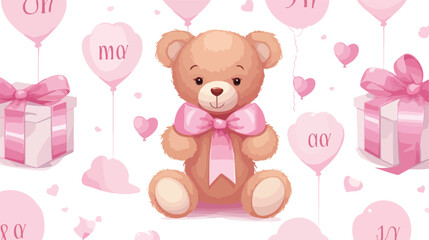 label of girl teddy bear and ribbon with its a girl