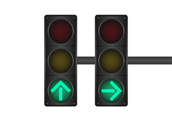 Traffic light with Green Light. Vector Illustration Isolated on White Background. 