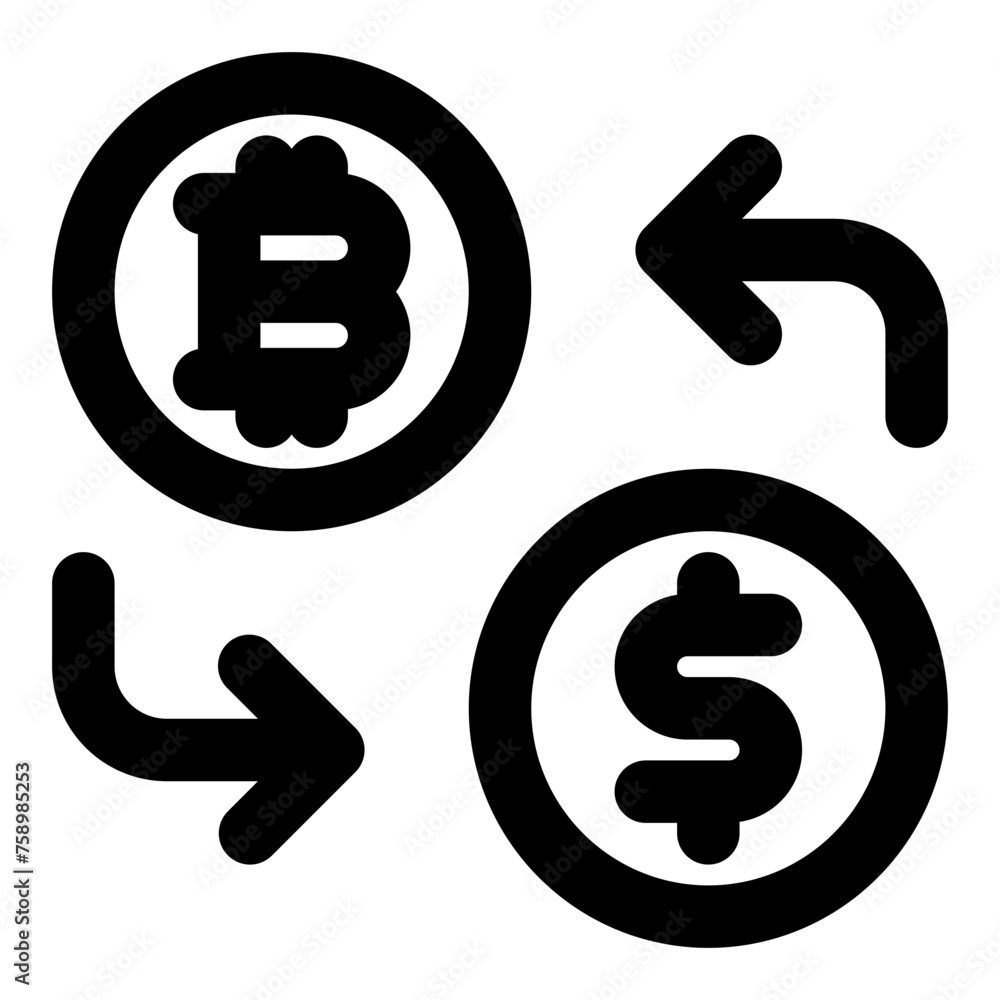 Aufkleber bitcoin dollar trade icon in outline style. simple blockchain exchange vector illustration — pixel-p