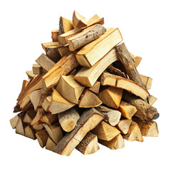 Big pile of firewood isolated on a transparent background.