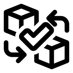 Blockchain transaction valid icon in outline style. Simple trade arrow vector illustration &mdash; pixel-perfect icon.