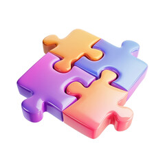 Concept of puzzle, jigsaw, incomplete data. Icon of puzzle pieces. 3D modern illustration.