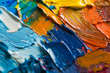 Close-up of colorful oil paint texture for backgrounds and design projects.