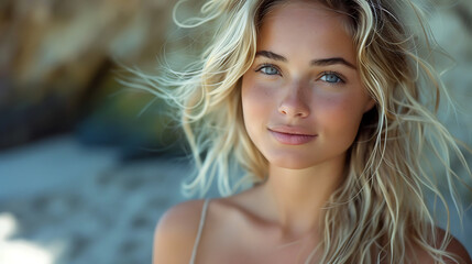 Fototapeta premium An AI generated beautiful blonde model