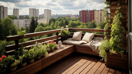 Serene Balcony Garden Oasis in the Heart of the City, Sunny Urban Greenery