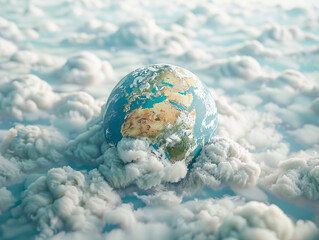 Hyperrealistic 3D Globe: Captivating Depiction of Earth from Space with Desaturated Tones