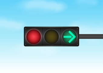 Traffic light against Blue Sky. Vector Illustration. 