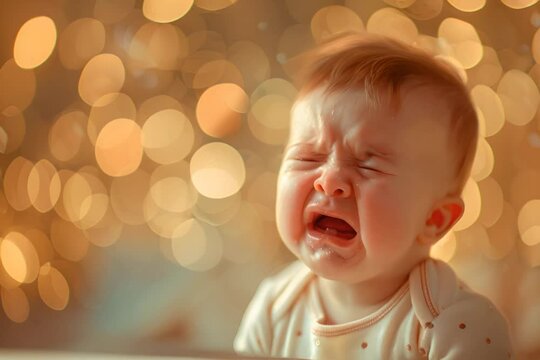 Baby Crying in Front of Christmas Tree