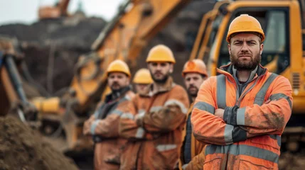 Foto op Canvas A group of construction workers wearing orange vests © esp2k
