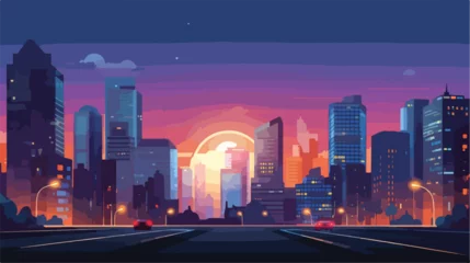  Night urban landscape. Street view with city scape © Vector