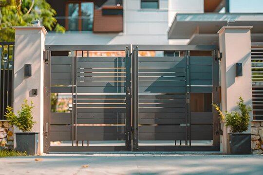 Modern House Featuring Large Metal Gate