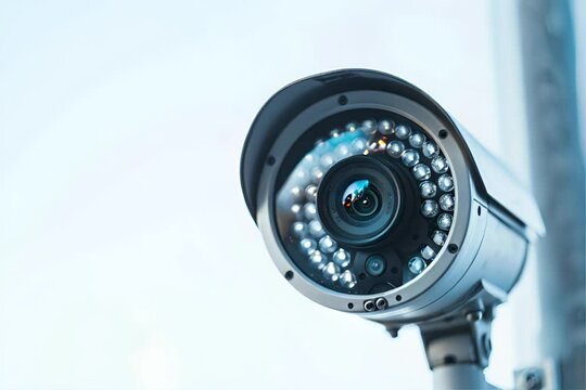 Close Up of Security Camera on Pole