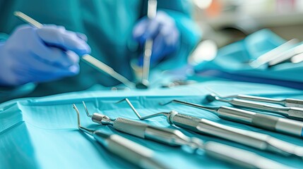 Dentist's instruments focused with blurred background