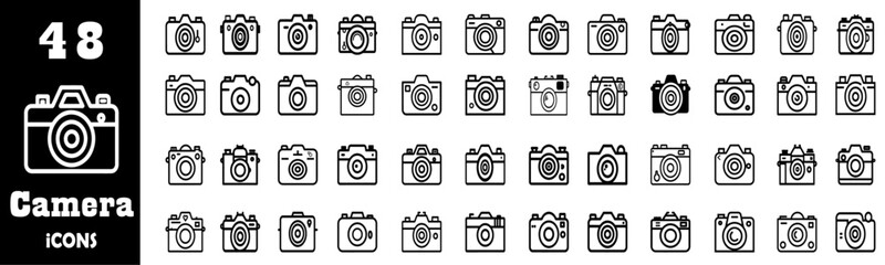 Mega set of icons, 48 Trendy Icons, Camera. Photo studio logo. Big Bundle, Vector Designs 
