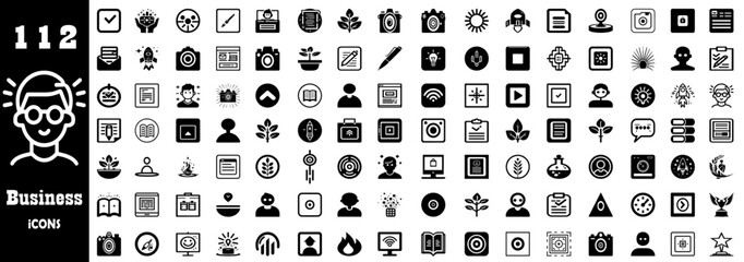 Mega set of icons, 112 Trendy Icons, life, finance, Business, e-commerce. Big Bundle, Vector Designs  - obrazy, fototapety, plakaty