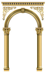 Gold classic frame of the rococo baroque door
