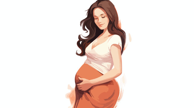 picture illustration of pregnant girl flat vector 