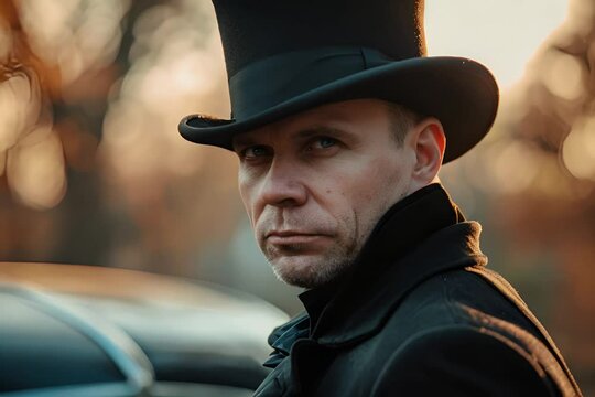 Man in Top Hat and Black Coat
