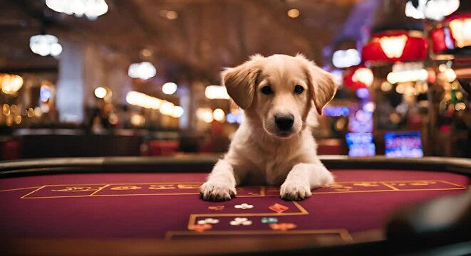 Dog in a casino.