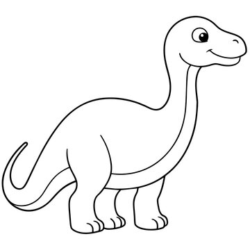 dinosaur drawing using only lines, line art to color and paint. Children's drawings.