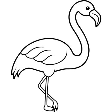 recommend clip art: flamingo drawing using only lines, line art to color and paint. Children's drawings.