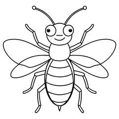 insect, bee drawing using only lines, line art to color and paint. Children's drawings.