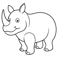 rhino drawing using only lines, line art to color and paint. Children's drawings.