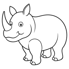Naklejka premium rhino drawing using only lines, line art to color and paint. Children's drawings.