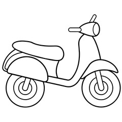 scooter drawing using only lines, line art to color and paint. Children's drawings.