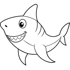 Fototapeta premium shark drawing using only lines, line art to color and paint. Children's drawings.