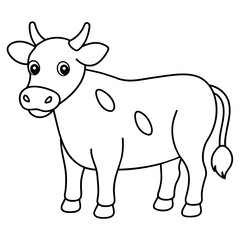 Fototapeta premium cow drawing using only lines, line art to color and paint. Children's drawings.