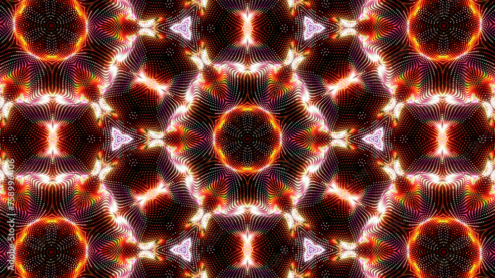 Poster abstract artistic red brown colorful glowing shiny fractal dotted lines unique patterns digital kale