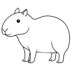 capybara drawing using only lines, line art to color and paint. Children's drawings.