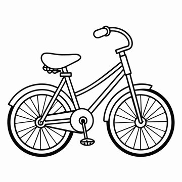 bicycle, bike drawing using only lines, line art to color and paint. Children's drawings.