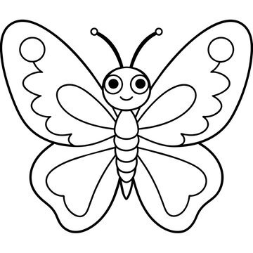 butterfly drawing using only lines, line art to color and paint. Children's drawings.