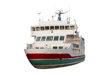 Cutout of an isolated passenger ferry boat with the transparent png background	