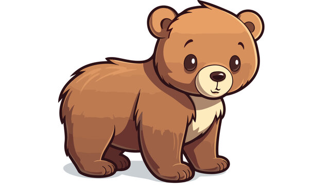 sticker of a cute cartoon bear flat vector isolated