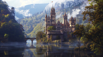 medieval castle in a romantic landscape