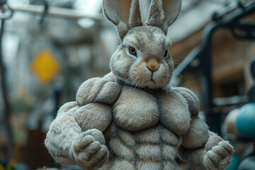 Muscular Easter Bunny Figure