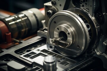 Fototapeta premium Close-Up View of a Belleville Washer Amidst a Collection of Mechanical Components