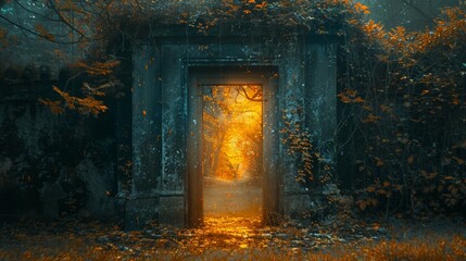Open Door Amidst Forest