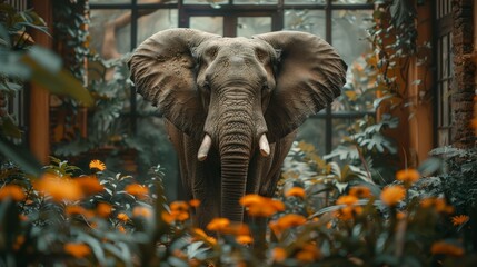 Elephant Standing in Garden