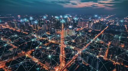 Aerial Smart City Network Glow